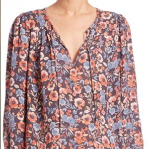 Joie Floral Silk Long Sleeve Blouse XS